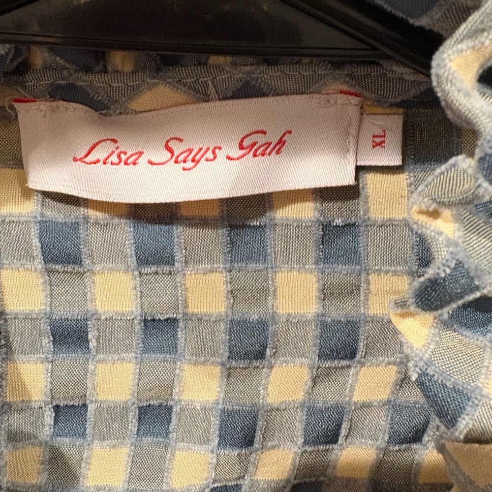 Blue And White Checkered Blouse - image 2